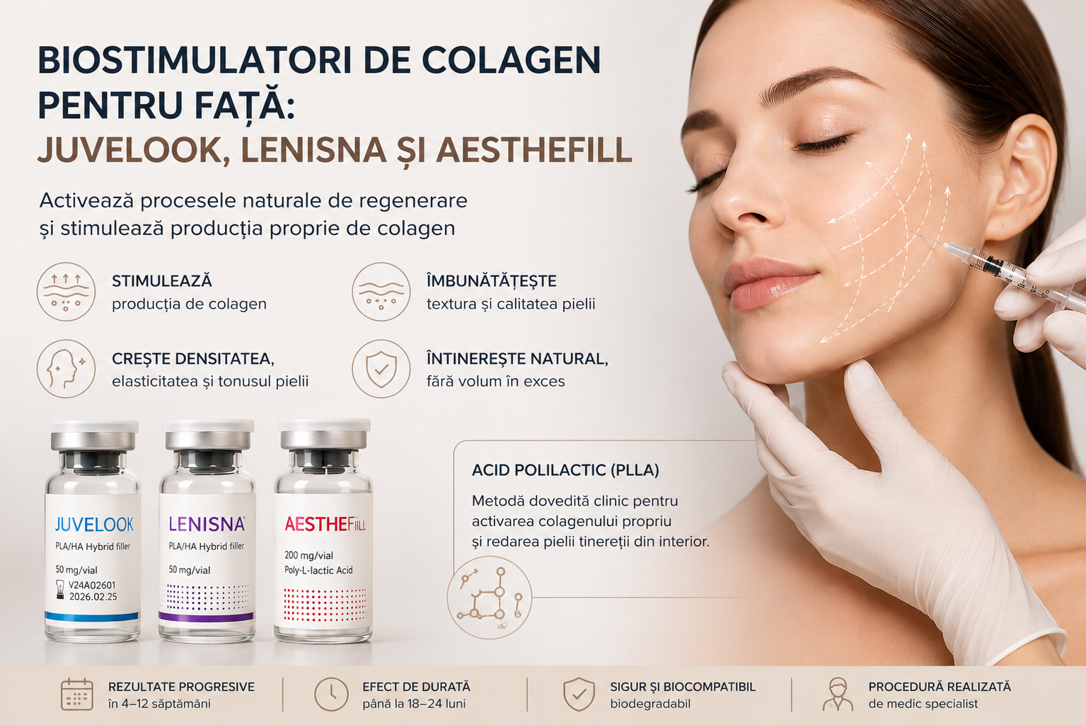Biostimulatori de colagen pentru față: Juvelook, Lenisna și AestheFill